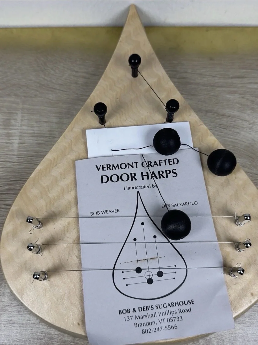 Vermont Crafted Door Harp in Light Wood Bob & Deb’s Sugarhouse brandon 2015